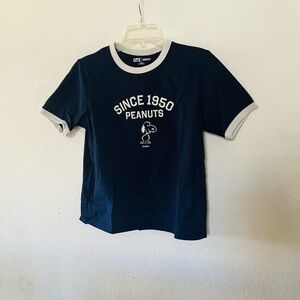Peanuts Navy and White Ringer Tee